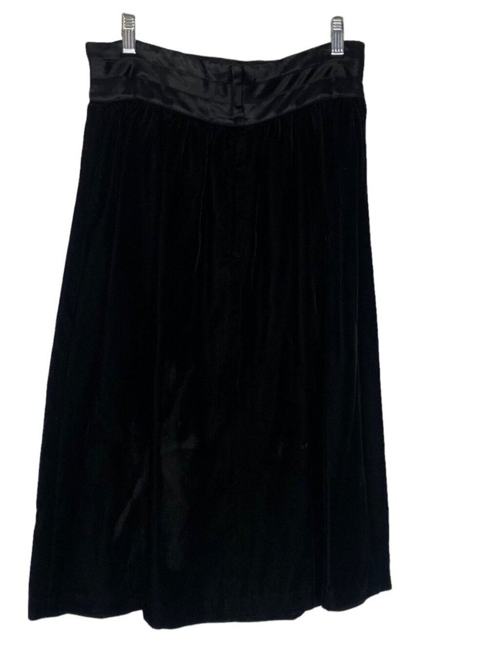 Vtg GUNNE SAX Women Velvet Zip Back Satin Waist Midi Skirt Sz‎ 13 Black 59-7